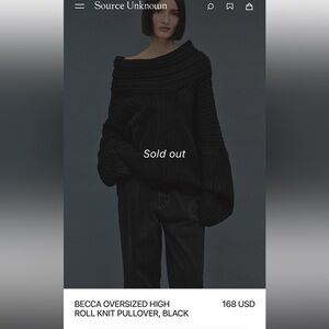 Source Unknown Black Off-the-Shoulder Sweater with Chunky Knit and Relaxed Fit
